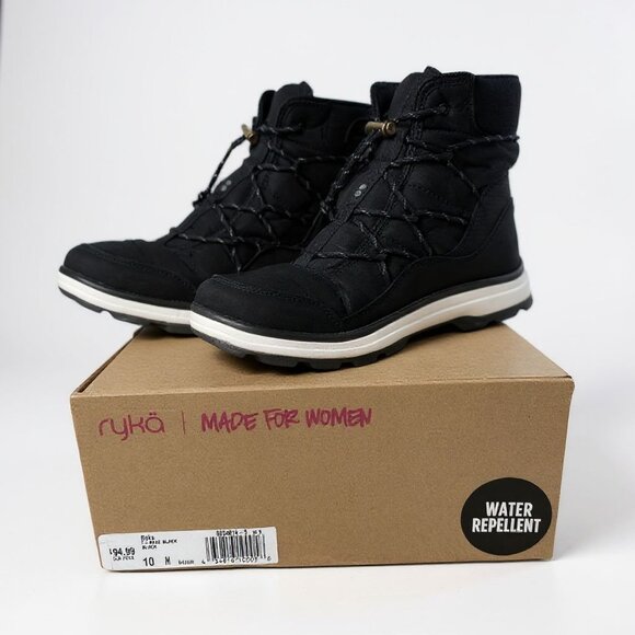 Ryka Womens T-Brae Water Repellent Black Ankle Boots Size 10 Medium - Picture 1 of 7